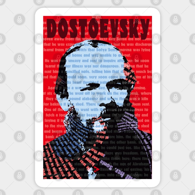 Fyodor Mikhailovich Dostoevsky in Red Sticker by Exile Kings 